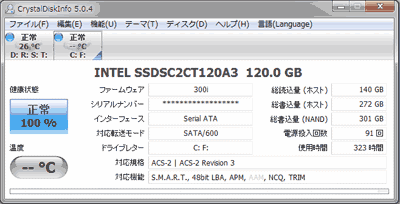 intel　SSD_CrystalDiskInfo